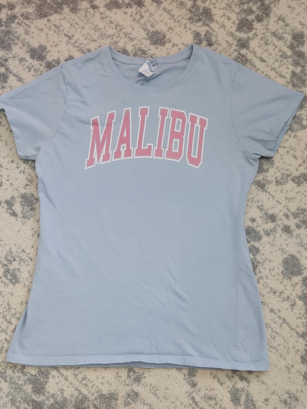 Port and Company Light Blue Malibu Tee with Pink Logo